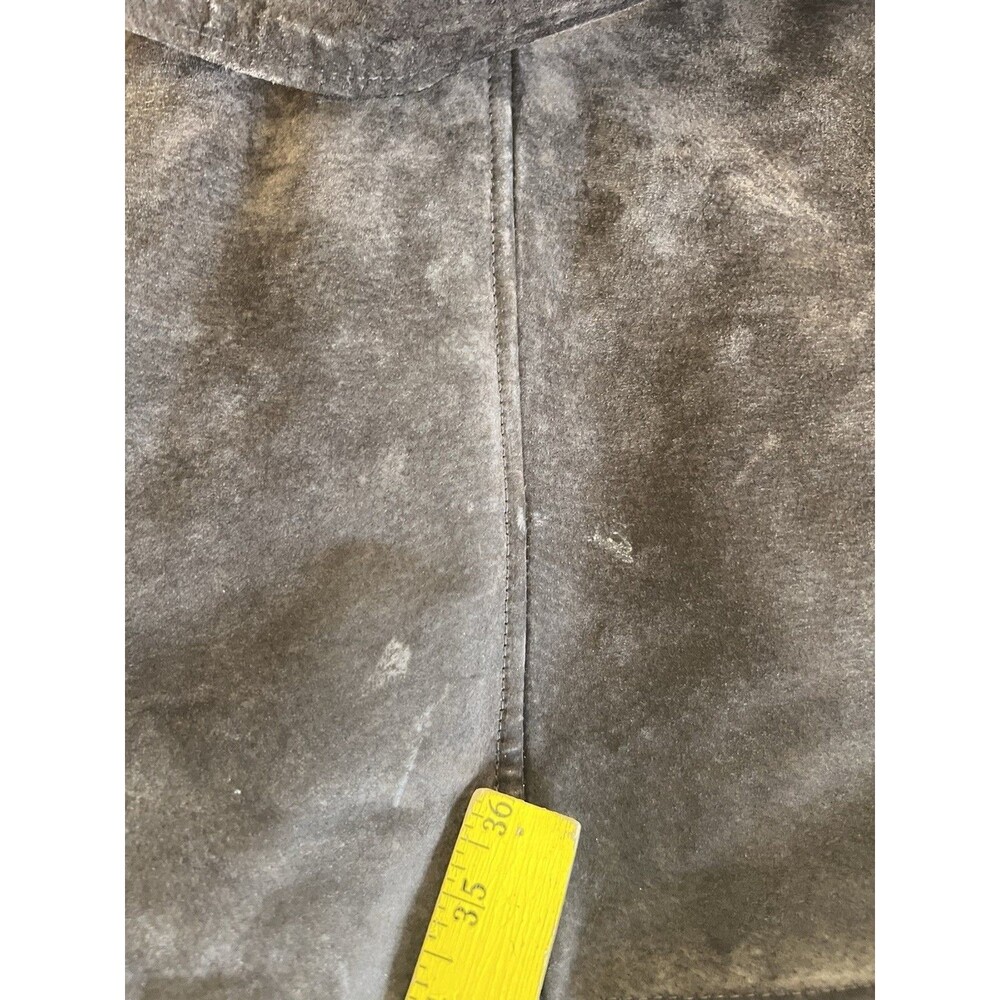Vintage 90s Y2K Wilsons Suede Leather Jacket Leopard Fur Penny Brown Size M - Picture 10 of 10